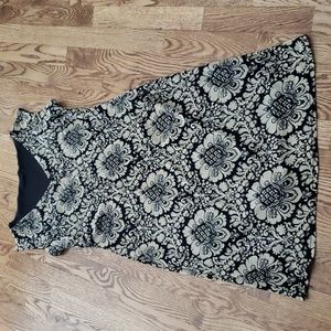 (S-M) Mesh Overlay Paisley Dress Midi Classic Fit Slim Fit Business Casual